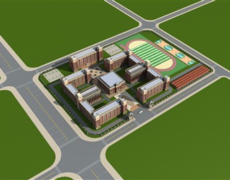 学校建筑3d模型免费下载