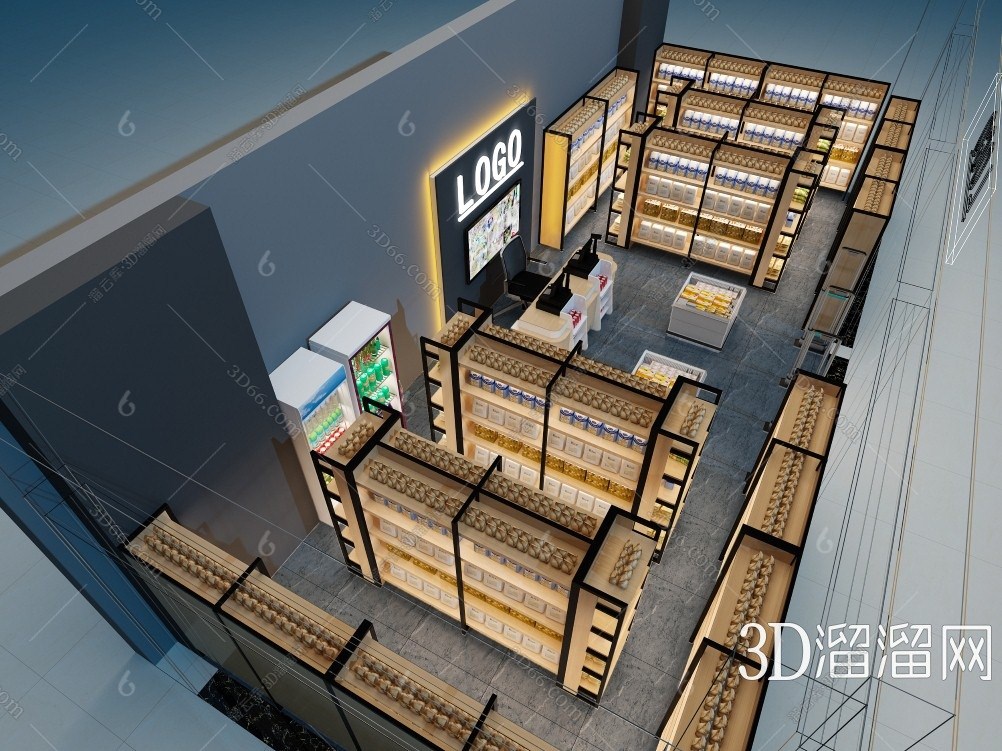 工业loft超市鸟瞰图3d模型下载