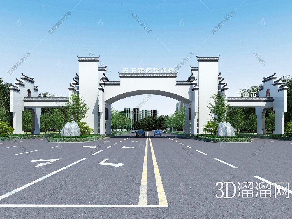 新中式中式牌坊3d模型下载