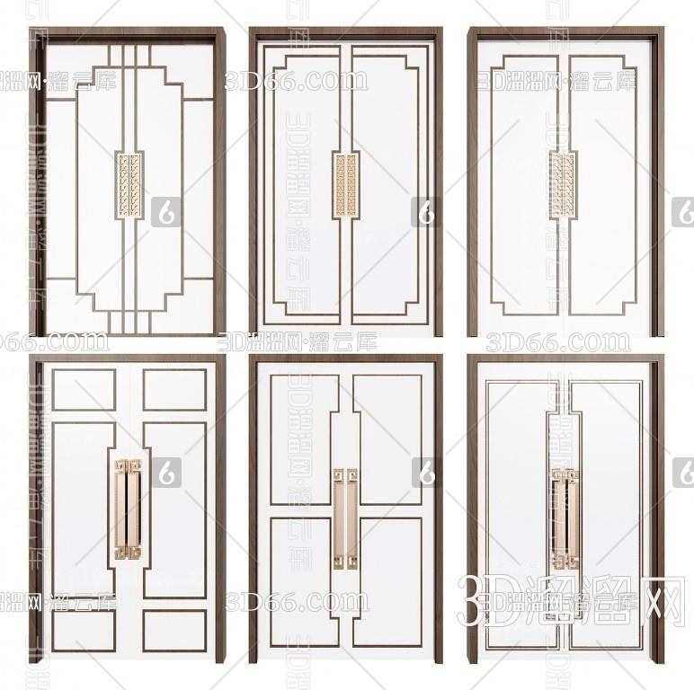 新中式双开门3d模型   28下载币            对比