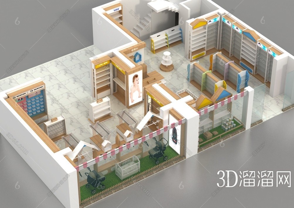 现代母婴专卖店3d模型下载
