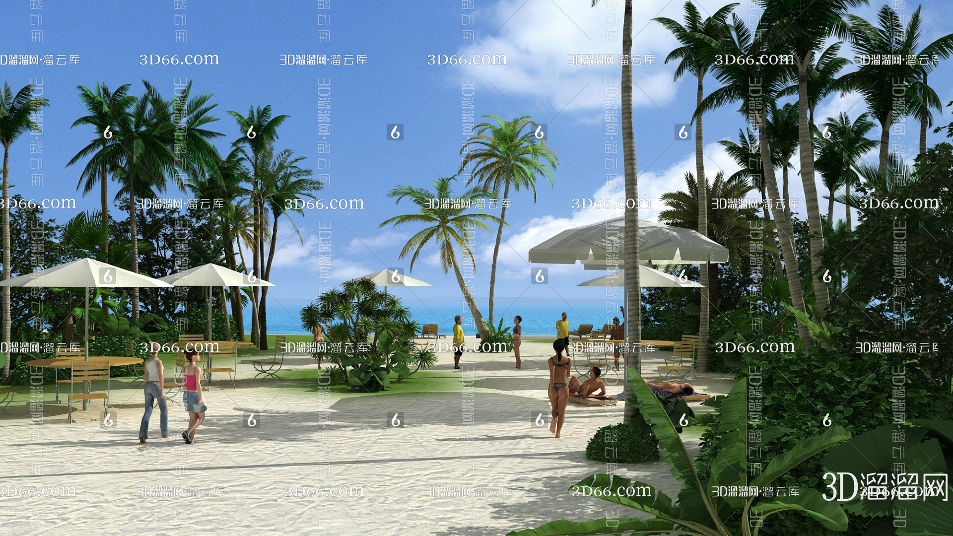 现代旅游景点3d模型下载