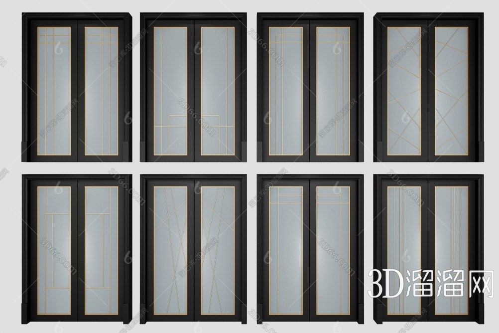 现代阳台双开门3d模型下载
