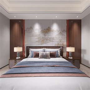 新中式 卧室 主卧全景