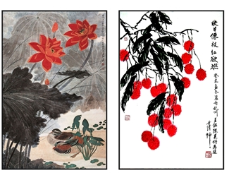 中式挂画荷花
