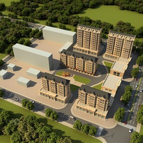 欧式 鸟瞰图 商业住宅楼鸟瞰