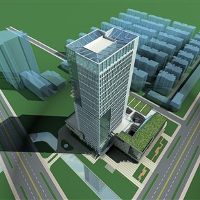 现代 办公楼 玻璃办公楼鸟瞰