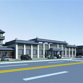 新中式 会所建筑 会所 徽派服务区