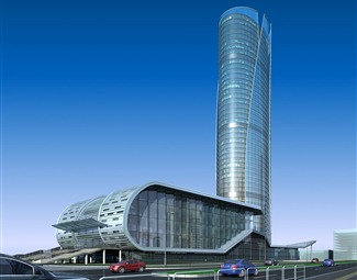 现代高层幕墙办公楼