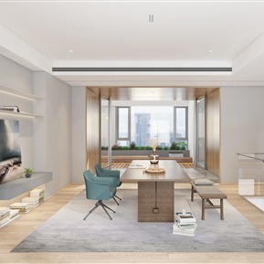 现代 书房 别墅阳台书房休闲室