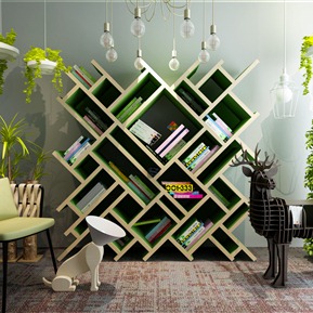 北欧 书架 装饰柜休闲椅组合