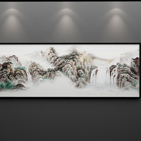 新中式 风景画 中国意境水墨山水电视沙发背景墙