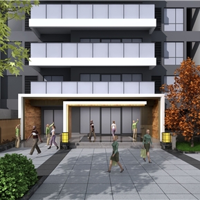 现代 单元门 单元楼门头建筑外观