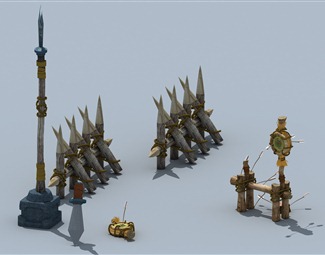 中式拒马枪3d模型下载