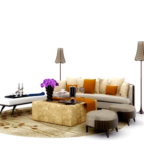 新中式 沙发茶几组合 沙发茶几套组