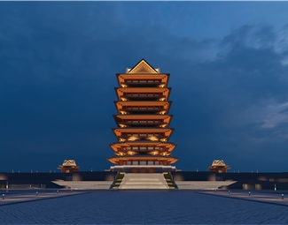 中式 古建 黄鹤楼夜景