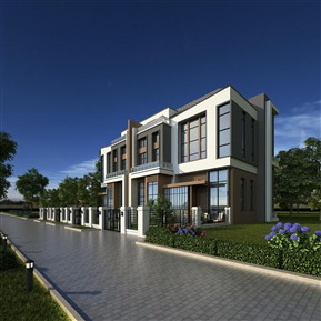 现代 双拼别墅 别墅