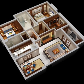 美式 鸟瞰图 家装鸟瞰