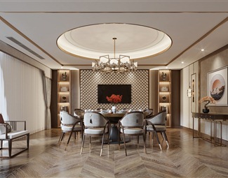 新中式餐厅包间背景墙3d模型下载-3d溜溜网