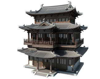中式 古建 三层古建阁楼