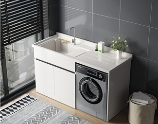 现代洗衣机一体柜