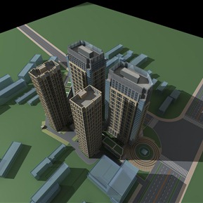 现代 办公楼 商业办公楼鸟瞰