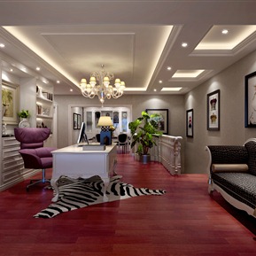 简欧 书房 书房餐桌书柜组合