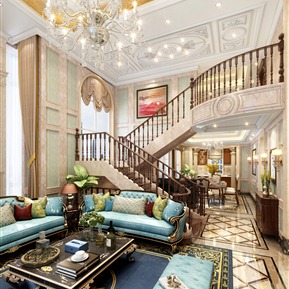 欧式 复式客厅