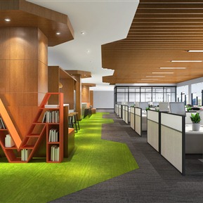 现代 公共办公区 群体办公室休闲区