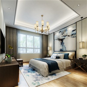 新中式 卧室 卧室书房