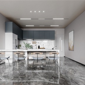 现代 餐厅 黑白灰客餐厅