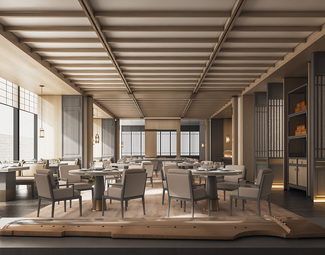 新中式新中式酒店餐厅3d模型下载-3d溜溜网