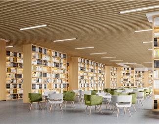 现代图书馆书桌椅