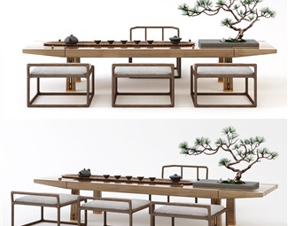 新中式新中式茶桌椅组合