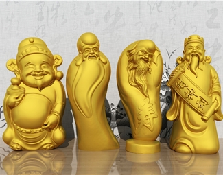 新中式 雕像 寿星 财神老人 古代人 雕塑