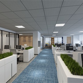 现代 公共办公区 办公前台大厅开敞办公休闲区