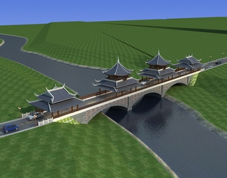 中式室外桥梁建筑