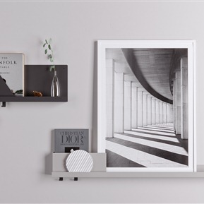 现代 墙上置物架 墙饰隔板 置物架 书籍 花瓶 装饰画组合