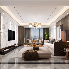 轻奢 客厅 客餐厅 主卧 次卧