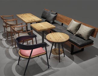 工业LOFT快餐店餐桌椅