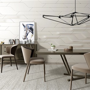 北欧 餐桌椅组合 餐桌装饰柜装饰品吊灯组合