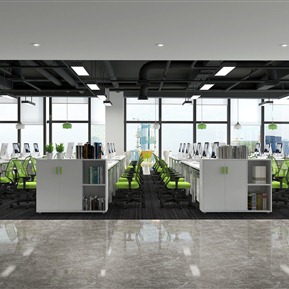 现代 公共办公区 员工开放办公区