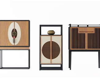 新中式中式实木装饰柜组合