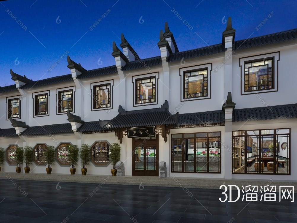 中式新中式门头3d模型下载