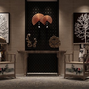 新中式 休闲椅 装饰品边柜休闲椅组合