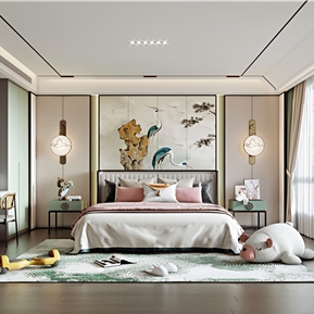 新中式 卧室 女孩房卧室