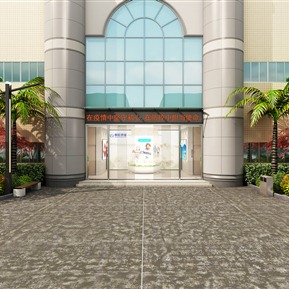 现代 门头 公司大楼门头室外绿化