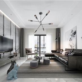 现代 客餐厅 黑白灰客餐厅