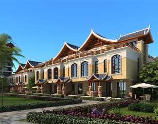 东南亚联排别墅3d模型