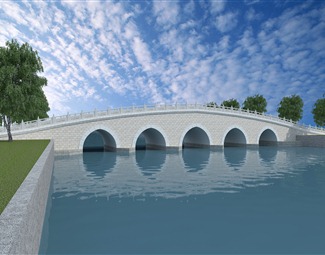 新中式中式桥3d模型下载